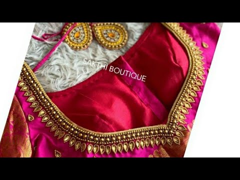 simple embroidery work blouse designs