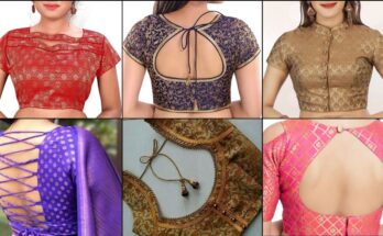 new silk saree back neck blouse design