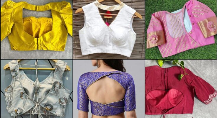 new silk saree blouse design